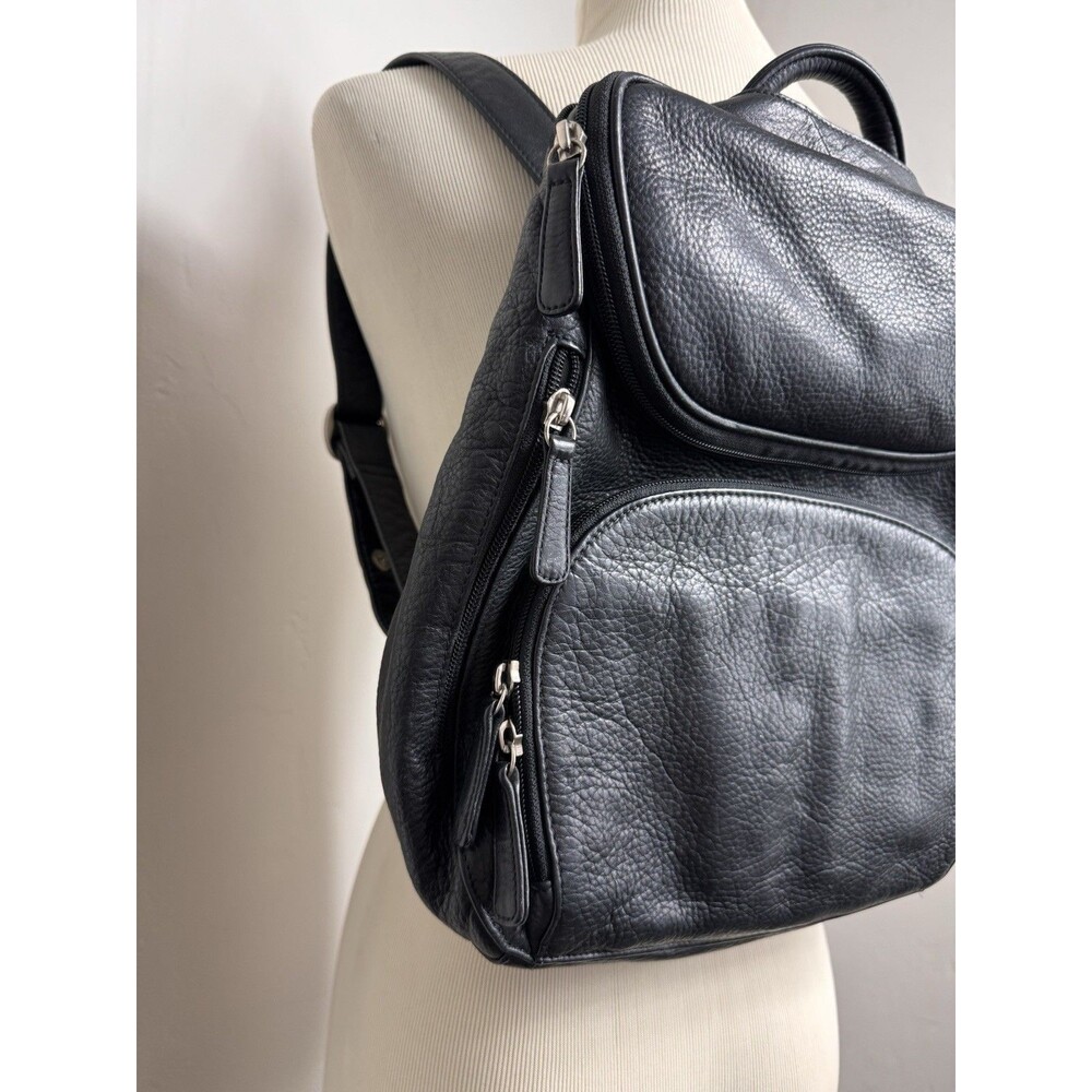 Osgoode Marley Soft  Black Pebble Leather Convertible Backpack Organizer - Picture 3 of 16